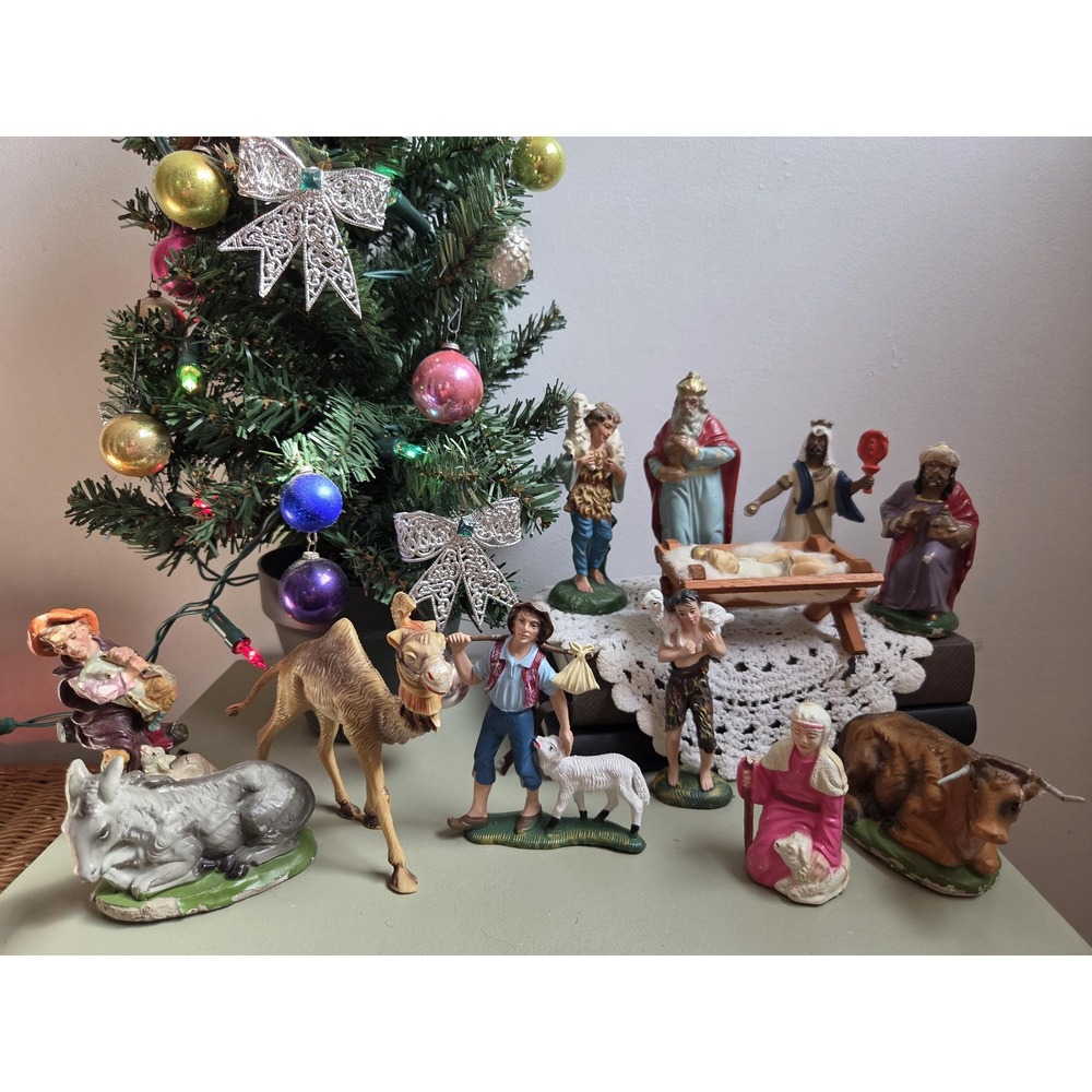 Vintage Nativity Figurine Lot Italy Hong Kong Christmas Manger Figures